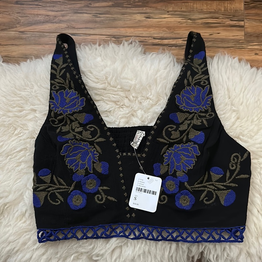 Free People Embroidered Crop Top